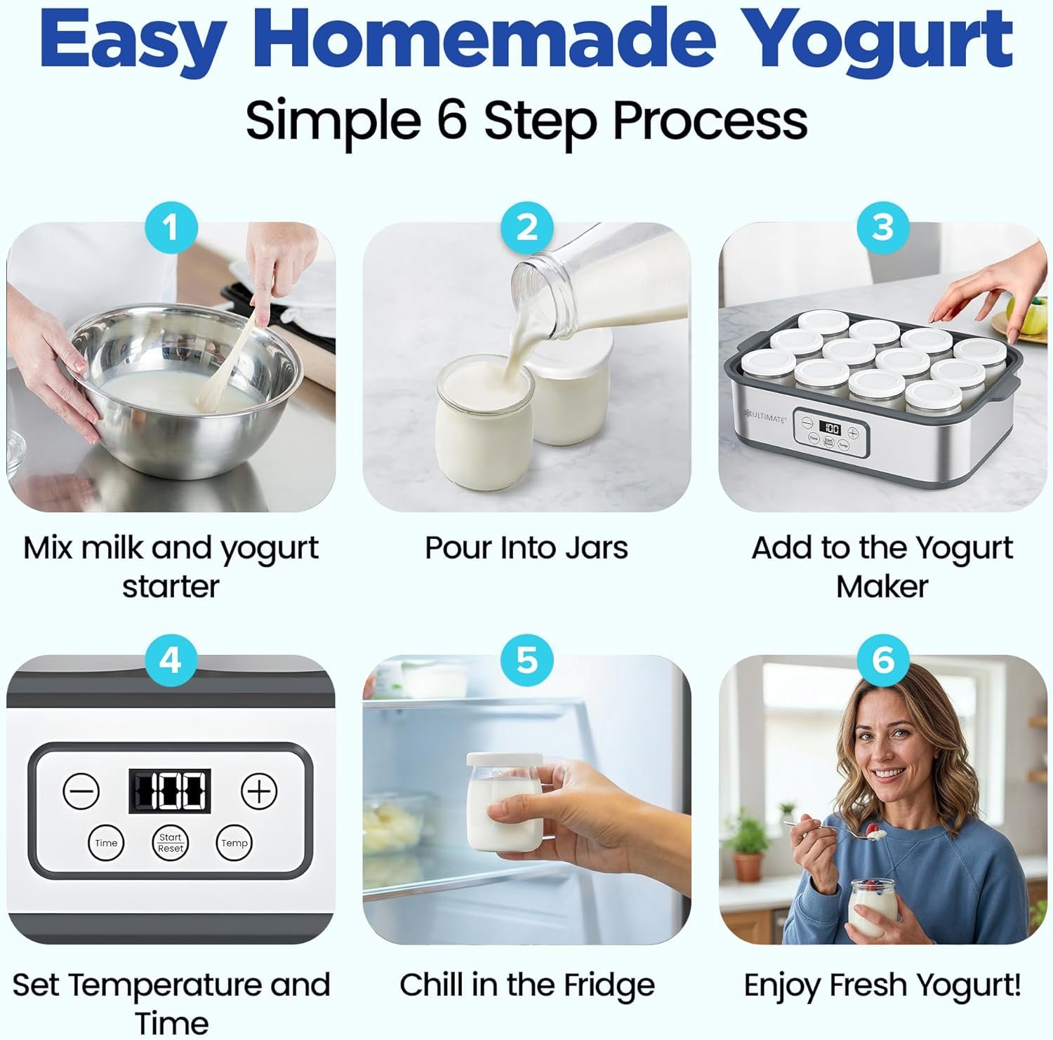 ultimate probiotic yogurt maker xl adjustable time & temperature control 50% more capacity with 12 x 6oz yogurt jars make trillions of probiotics for gut health ultimate lifetime warranty ultimate probiotic yogurt maker xl adjustable time & temperature control 50% more capacity with 12 x 6oz yogurt jars make trillions of probiotics for gut health ultimate lifetime warranty