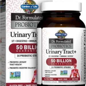 garden of life dr. formulated probiotics urinary tract+ 50 billion cfu supports digestive, immune & urinary tract health 60 vegetarian capsules