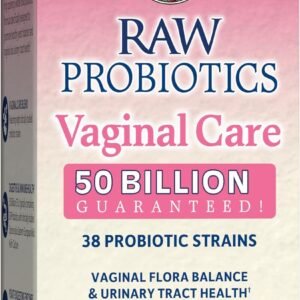 garden of life raw probiotics vaginal care 50 billion cfu 38 probiotic strains supports vaginal & urinary tract health shelf stable 30 vegetarian capsules