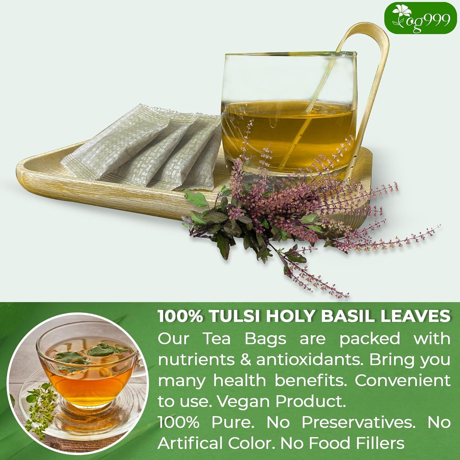 tog999, premium 120 holy basil leaf tea bags, 100% natural & pure holy basil leaves. loose leaf holy basil herbal tea. holy basil leaf tea. no sugar, no caffeine, no gluten, vegan. tog999, premium 120 holy basil leaf tea bags, 100% natural & pure holy basil leaves. loose leaf holy basil herbal tea. holy basil leaf tea. no sugar, no caffeine, no gluten, vegan.