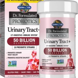 garden of life dr. formulated probiotics urinary tract+ 50 billion cfu supports digestive, immune & urinary tract health shelf stable 60 vegetarian capsules