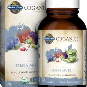 garden of life organics whole food multivitamin for men, 120 tablets, vegan mens vitamins and minerals for health and well being, certified organic vegan multi