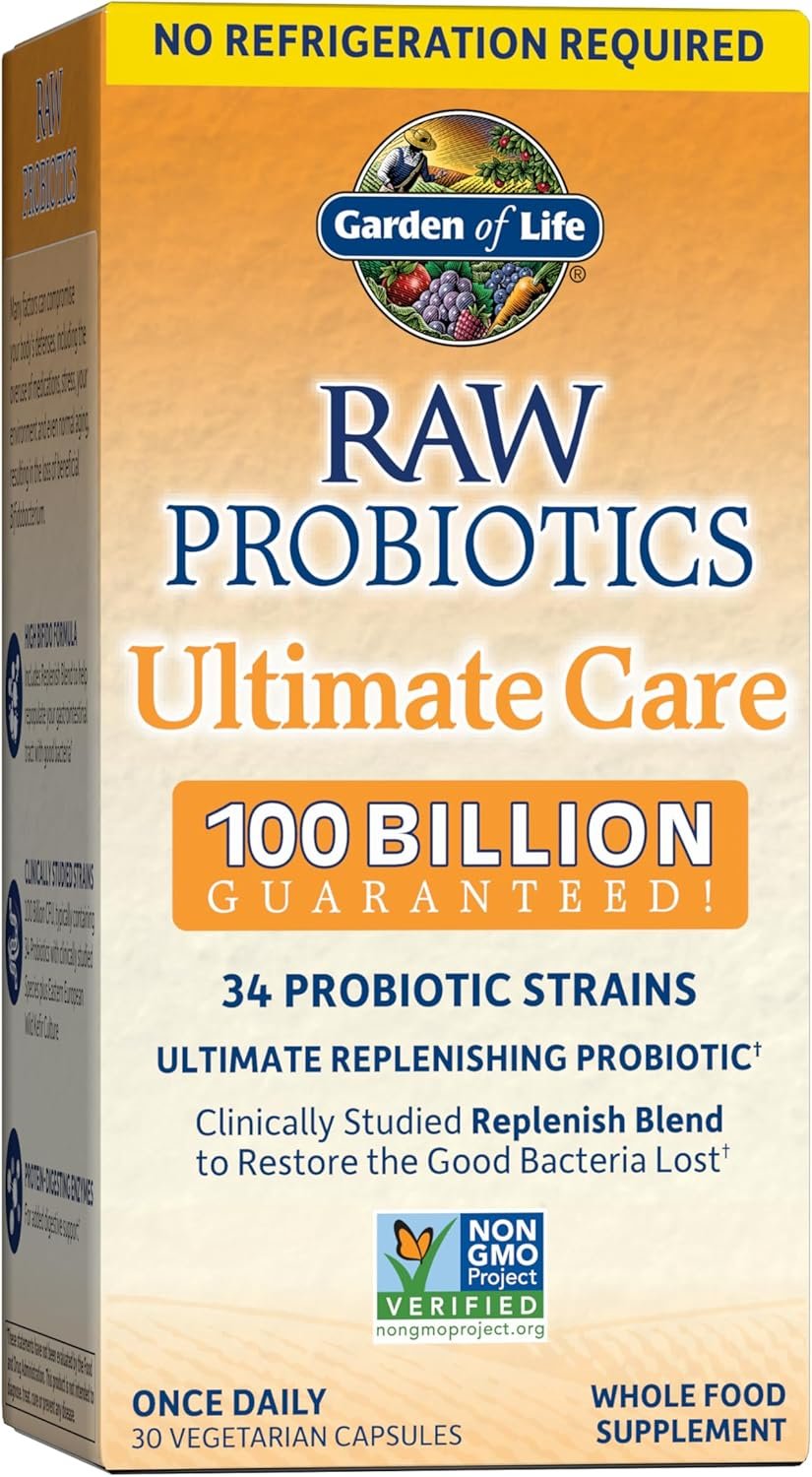 garden of life raw probiotics for women and men with digestive enzymes, 100 billion cfu, clinically studied strains, shelf stable, 30 capsules garden of life raw probiotics for women and men with digestive enzymes, 100 billion cfu, clinically studied strains, shelf stable, 30 capsules