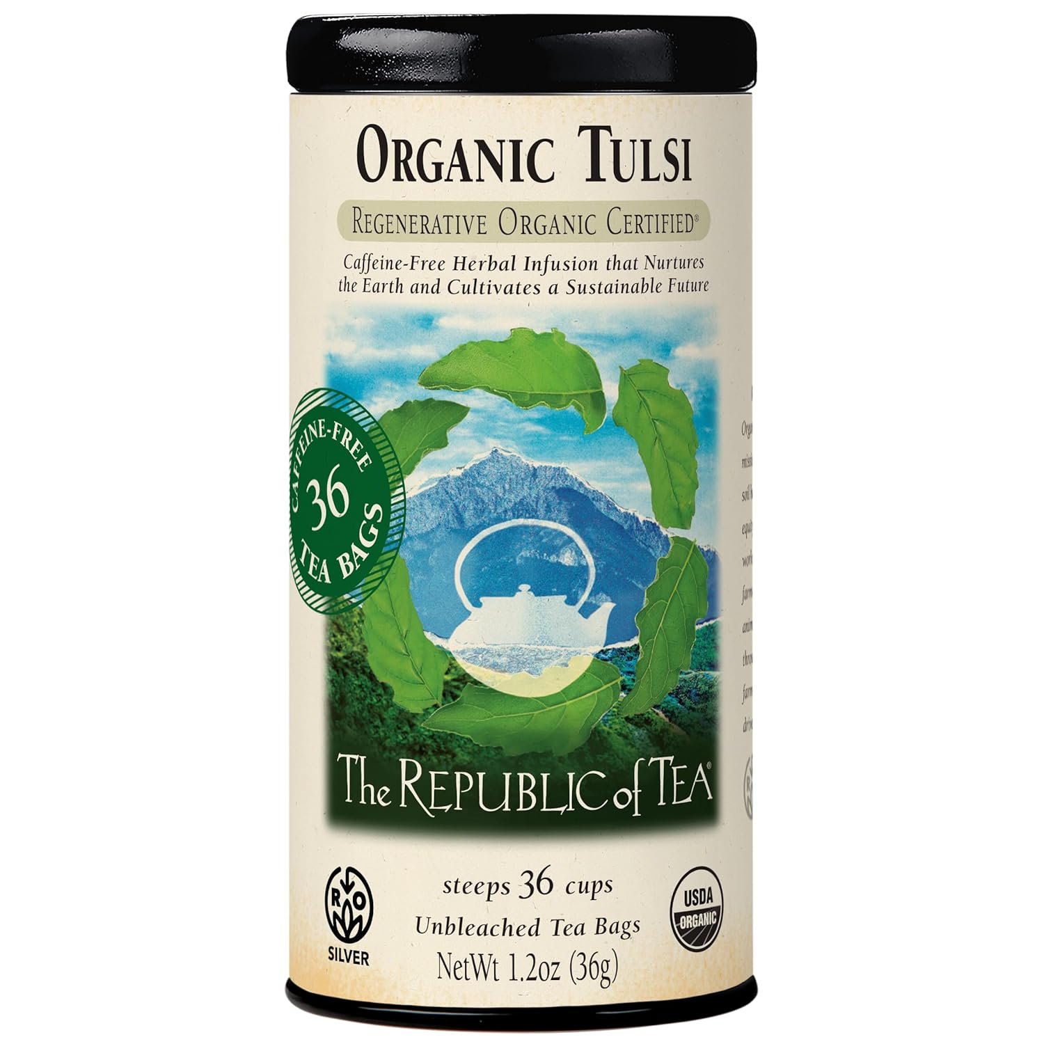 the republic of tea – organic tulsi, 36 caffeine free herbal tea bags, regenerative organic certified the republic of tea – organic tulsi, 36 caffeine free herbal tea bags, regenerative organic certified