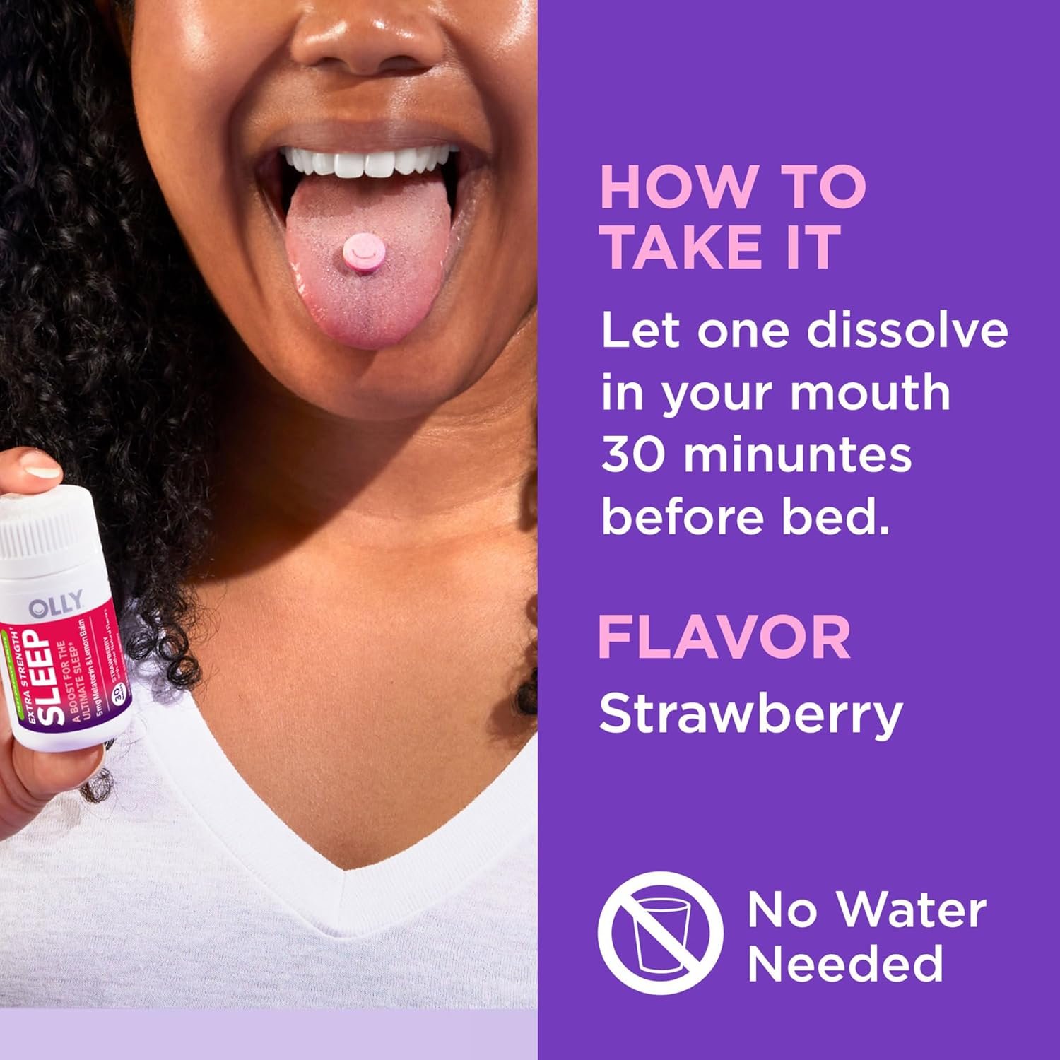 olly extra strength sleep fast dissolve tablets, 5mg melatonin, vegan, strawberry 30ct olly extra strength sleep fast dissolve tablets, 5mg melatonin, vegan, strawberry 30ct