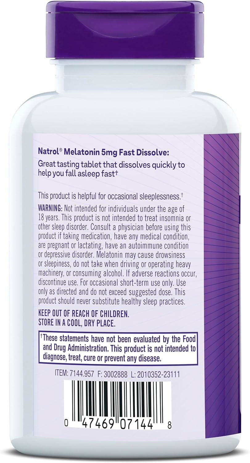 natrol melatonin 5mg fast dissolve tablets, sleep support supplements for adults, strawberry flavor, 150 tablets, up to 150 day supply natrol melatonin 5mg fast dissolve tablets, sleep support supplements for adults, strawberry flavor, 150 tablets, up to 150 day supply