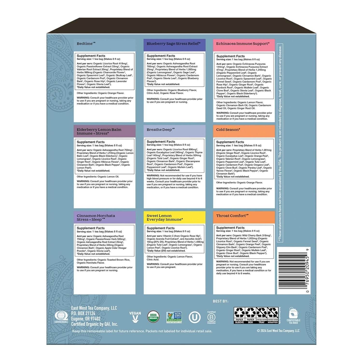 organic sampler gift box 5 tea bags per flavor (45 tea bags) delicious wellness immunity teas 9 herbal teas caffeine free tea variety pack tea gift set organic sampler gift box 5 tea bags per flavor (45 tea bags) delicious wellness immunity teas 9 herbal teas caffeine free tea variety pack tea gift set