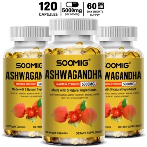 organic ashwagandha stress relief & immune support supplement, supports balanced energy levels, non gmo vegan capsules