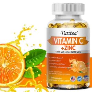 vitamin c + zinc capsules immune system booster antioxidant helps improve skin brightening supports cellular energy production