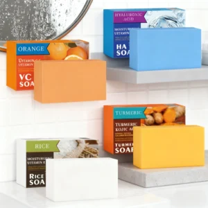 natural rice & turmeric handmade soap with vitamin c | lemon essential oil cleansing bar for face & body | organic skincare arti