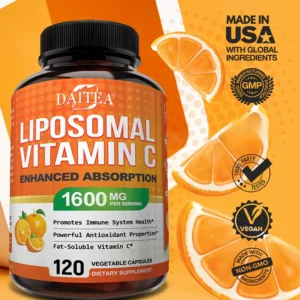 liposomal vitamin c 1600 mg highly absorbable, fat soluble vitamin c, antioxidant supplement, immune system & collagen booster