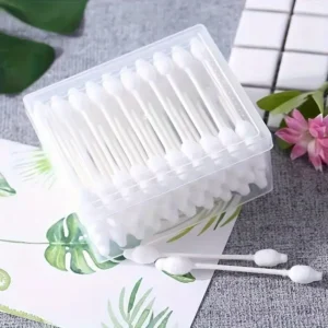 60 pcs double cotton swabs for cleaning makeup, organic pointed cotton buds, paper swabs for pets and cosmetics